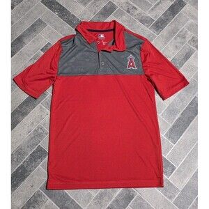 New MLB LA Angels of Anaheim Red Men's Polo Dress Shirt Size SMALL